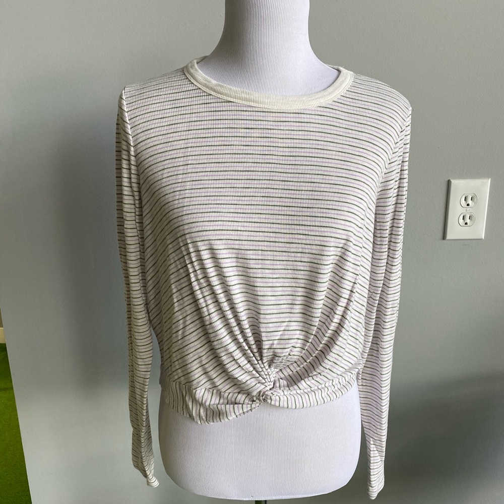 Aerie Purple and Grey Striped Knot Crop